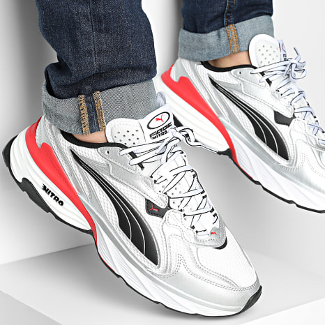 Puma - Sapatilhas Fade Nitro LS 406203 Prata Puma Branco Puma Vermelho