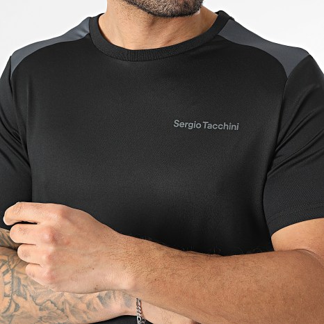 Sergio Tacchini - Tee Shirt Arcata 41448 Noir Gris Anthracite