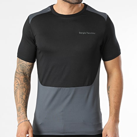 Sergio Tacchini - Tee Shirt Arcata 41448 Noir Gris Anthracite