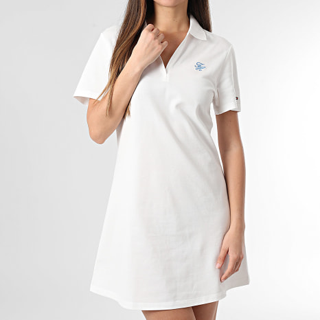 Tommy Hilfiger - Vestido polo manga corta cuello en v mujer 8749 Beige Claro
