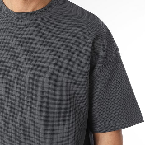 LBO - Ensemble Tee Shirt Large Et Short Jogging 4147 Waffle Gris Anthracite