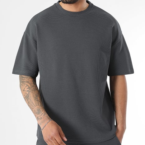 LBO - Ensemble Tee Shirt Large Et Short Jogging 4147 Waffle Gris Anthracite