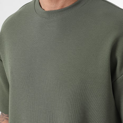 Classic Series - Ensemble Tee Shirt Large Et Short Jogging 4146 Waffle Vert Kaki