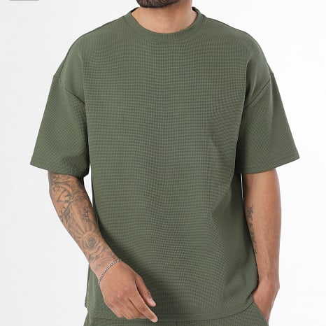 Classic Series - Ensemble Tee Shirt Large Et Short Jogging 4146 Waffle Vert Kaki