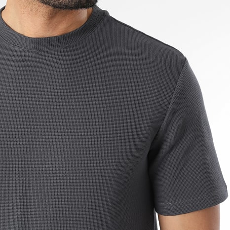 LBO - Ensemble Tee Shirt Et Short Jogging Waffle 4152 Gris Anthracite