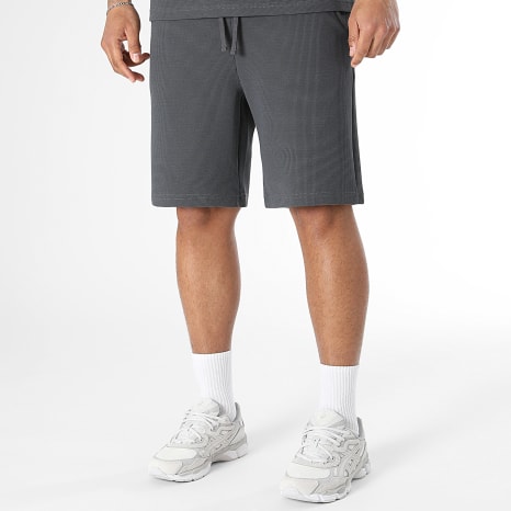LBO - Ensemble Tee Shirt Et Short Jogging Waffle 4152 Gris Anthracite
