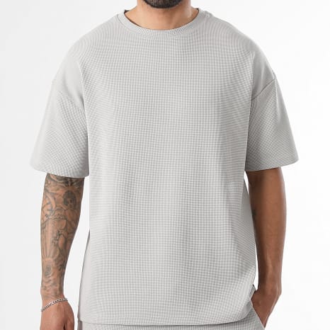 Classic Series - Ensemble Tee Shirt Large Et Short Jogging Waffle 4153 Gris Clair