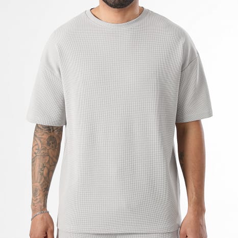 Classic Series - Ensemble Tee Shirt Large Et Short Jogging Waffle 4153 Gris Clair