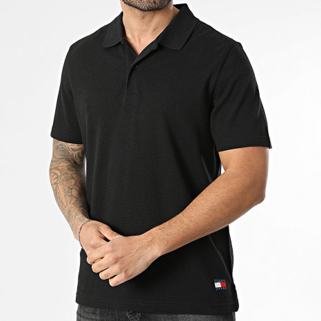 Tommy Jeans - Polo Manches Courtes Regular Fit Waffle 2703 Noir