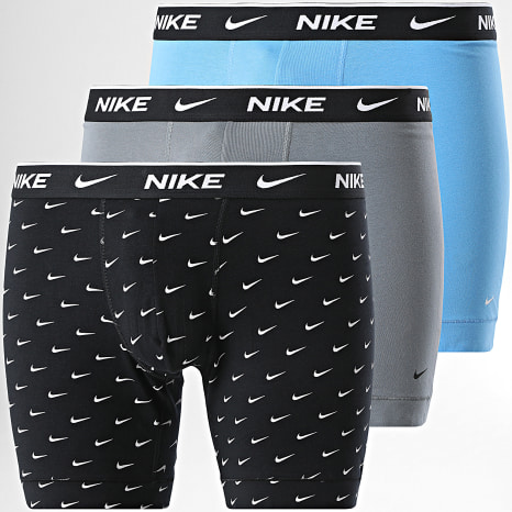 Nike - Lot 3 Boxers KE1285 Noir Gris Bleu Clair