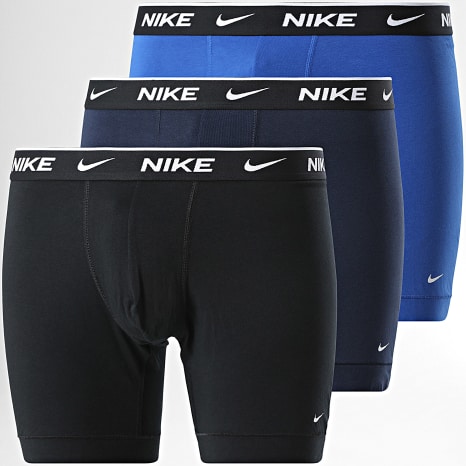 Nike - Lot 3 Boxers KE1285 Noir Bleu Roi Bleu Marine