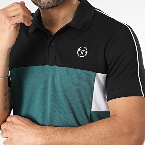 Sergio Tacchini - Ensemble Polo Manches Courtes Et Short Jogging Caspio 41431 41434 Noir Vert Blanc