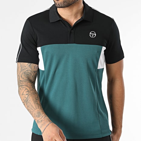 Sergio Tacchini - Ensemble Polo Manches Courtes Et Short Jogging Caspio 41431 41434 Noir Vert Blanc