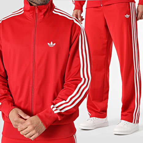 Adidas Originals - Completo di tuta A Bandes Firebird KD8307 KD8319 Rosso Bianco