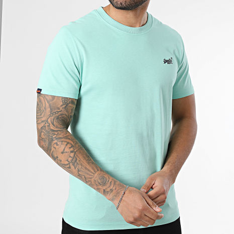 Superdry - Camiseta Essential Logo Bordado M1011245A Turquesa