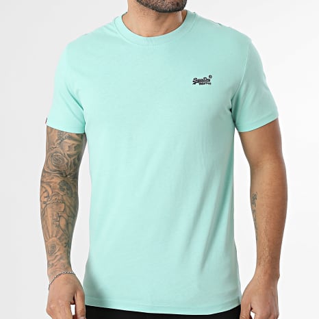 Superdry - Camiseta Essential Logo Bordado M1011245A Turquesa