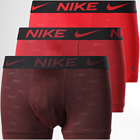 Nike - Lot De 3 Boxers KE1224 Rouge Bordeaux