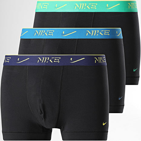 Nike - Lot De 3 Boxers Essential Cotton Stretch KE1284 Noir Bleu Vert Jaune