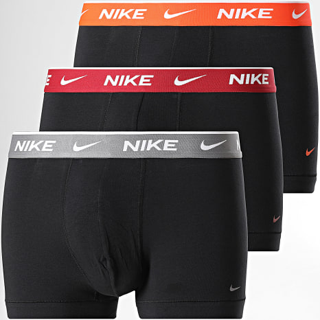 Nike - Lot De 3 Boxers Essential Cotton Stretch KE1284 Noir Rouge Orange Gris