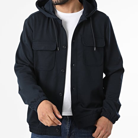 Classic Series - Veste Capuche Boutonnée Nello 10-410 Bleu Marine