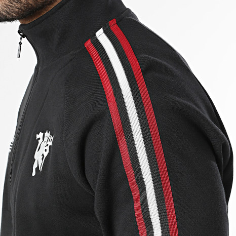Adidas Originals - Sudadera Con Cremallera Con Bandas Manchester United Originals JZ2231 Negro