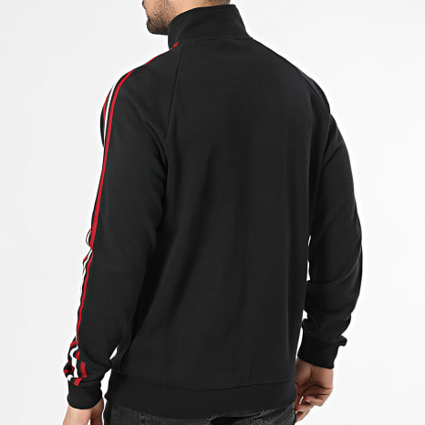 Adidas Originals - Sudadera Con Cremallera Con Bandas Manchester United Originals JZ2231 Negro