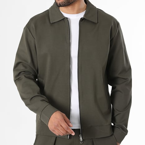 LBO - Ensemble Veste Double Zip Et Pantalon Habillé Large A Plis 2604 Vert Kaki