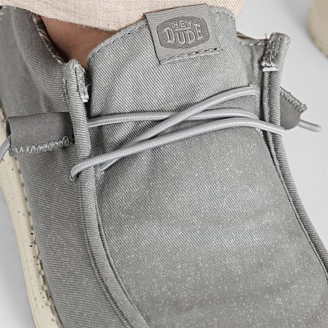 Hey Dude - Mocassins Wally Stretch Canvas Flannel Grey Bone White