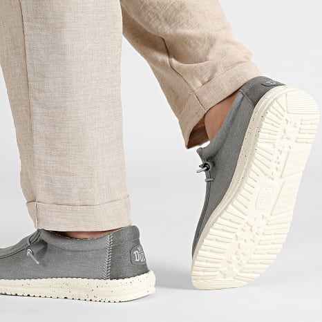 Hey Dude - Mocassins Wally Stretch Canvas Flannel Grey Bone White