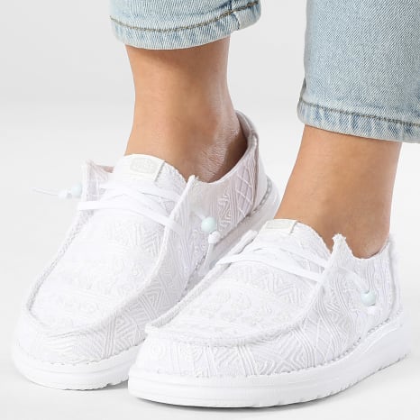 Hey Dude - Moccasins Woman Wendy Crochet Lace White - Ryses