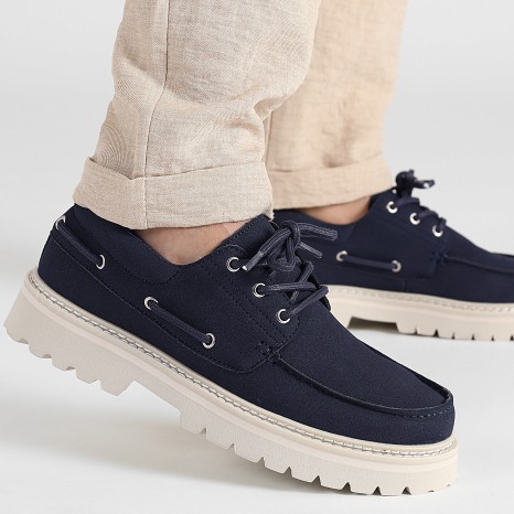 LBO - Chaussures Bateau A Lacets 0025 Bleu Marine