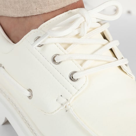 LBO - Chaussures Bateau A Lacets 0026 Blanc