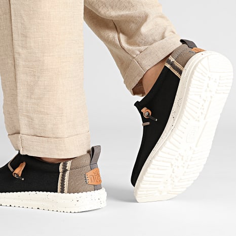 Hey Dude - Mocassins Wally Craft Linen Black Walnut