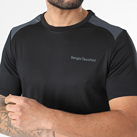 Sergio Tacchini - Ensemble Tee Shirt Et Short Jogging Arcata 41448 41451 Noir Gris Anthracite