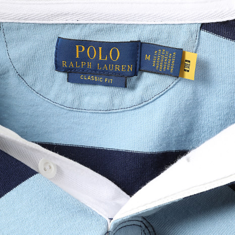 Polo Ralph Lauren - Polo de manga larga a rayas Original Player azul claro azul marino