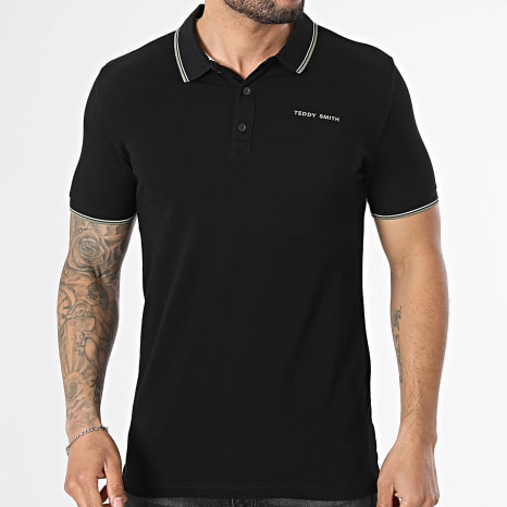 Teddy Smith - Polo Manches Courtes Pasian 2 11316819D Noir Vert Kaki