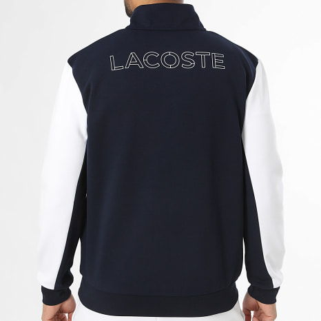 Lacoste - Veste Zippée Logo Crocodile Bleu Marine Blanc