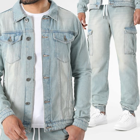 LBO - Ensemble Veste Jean Et Jean Cargo Fit 4179 Bleu Wash