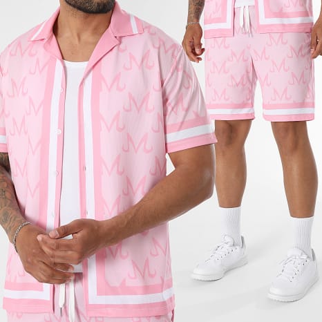 Dragon Ball Z - Ensemble Chemise Manches Courtes Et Short Jogging Symbol Majin Rose