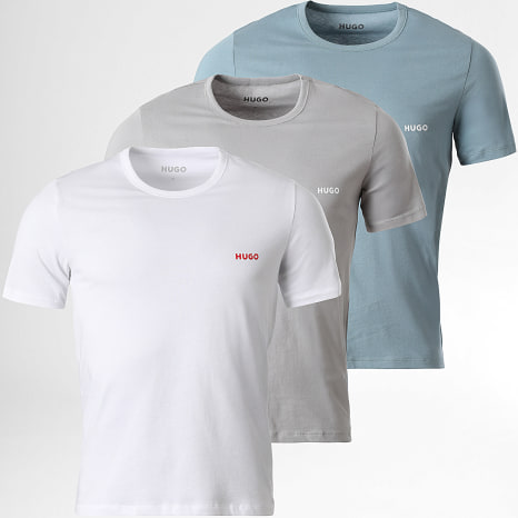 HUGO - Lot De 3 Tee Shirts 50532811 Blanc Gris Bleu