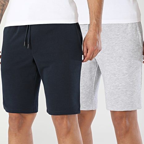 Jack And Jones - Pack de 2 Pantalones Cortos de chándal Gordon Bradley Azul Marino Gris Jaspeado