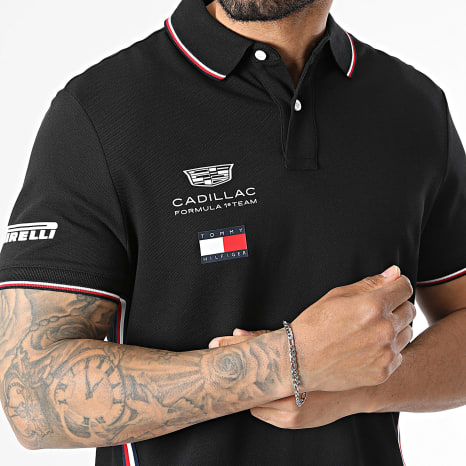 Tommy Hilfiger - Polo Manches Courtes A Bandes Cadillac F1 Replica 0072 Noir