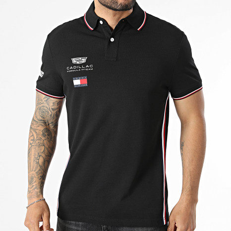 Tommy Hilfiger - Polo Manches Courtes A Bandes Cadillac F1 Replica 0072 Noir