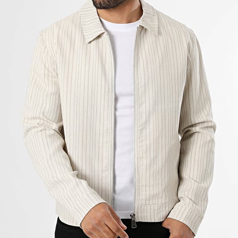 Frilivin - Chaqueta Con Cremallera A Rayas 925 Beige