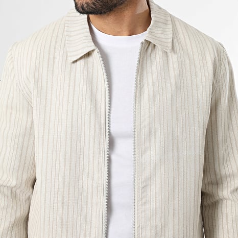 Frilivin - Chaqueta Con Cremallera A Rayas 925 Beige