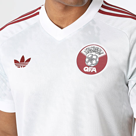 Adidas Originals - Maillot De Foot Officiel Qatar Extérieur 2026 KF0828 Blanc Gris