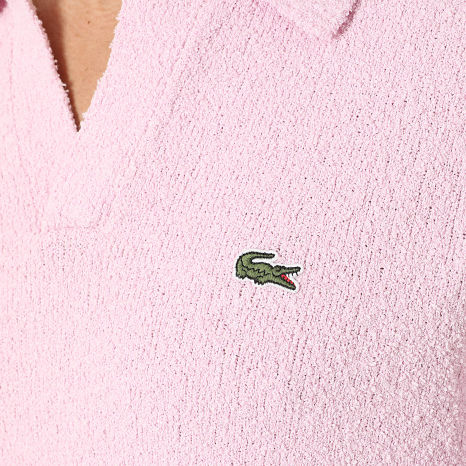 Lacoste - Polo Manches Courtes Texturé Logo Brodé Crocodile Classic Fit Rose