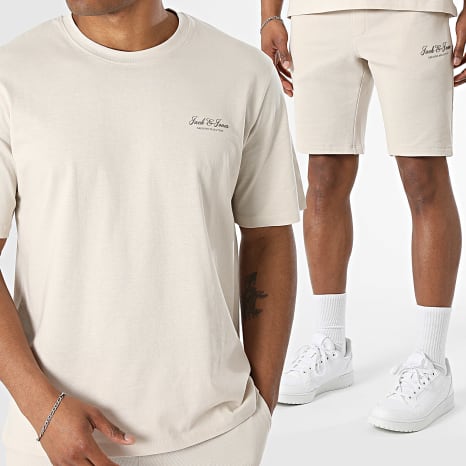 Jack And Jones - Conjunto Camiseta y Pantalón Chándal Corto Archive Graphic Beige