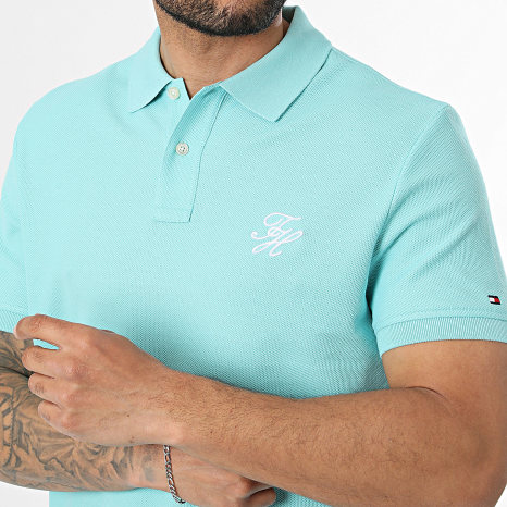 Tommy Hilfiger - Polo Manga Corta Regular Fit Script 3046 Turquesa