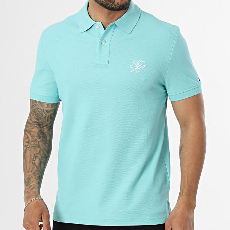 Tommy Hilfiger - Polo Manga Corta Regular Fit Script 3046 Turquesa